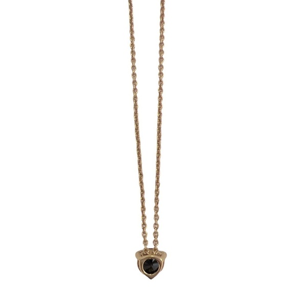 KATE SPADE • Brilliant Statement Tri-Prong Black Pendant Gold Necklace - Picture 2 of 5